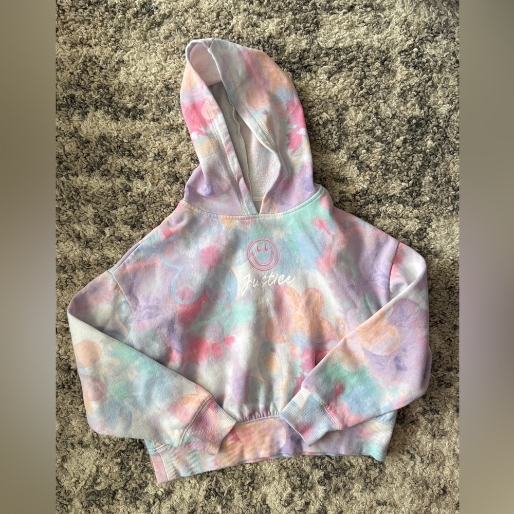 Justice Pastel Cropped Tie-Dye Hoodie